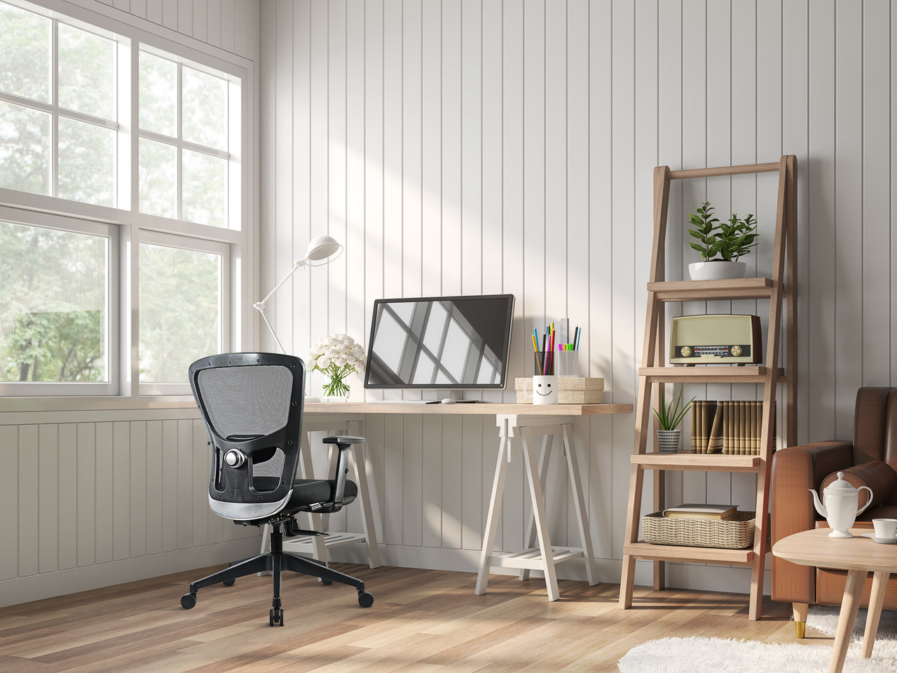 ErgoCore WFH Office Chair – Ergonomic Work From Home Mesh Chair with Lumbar Support, Black