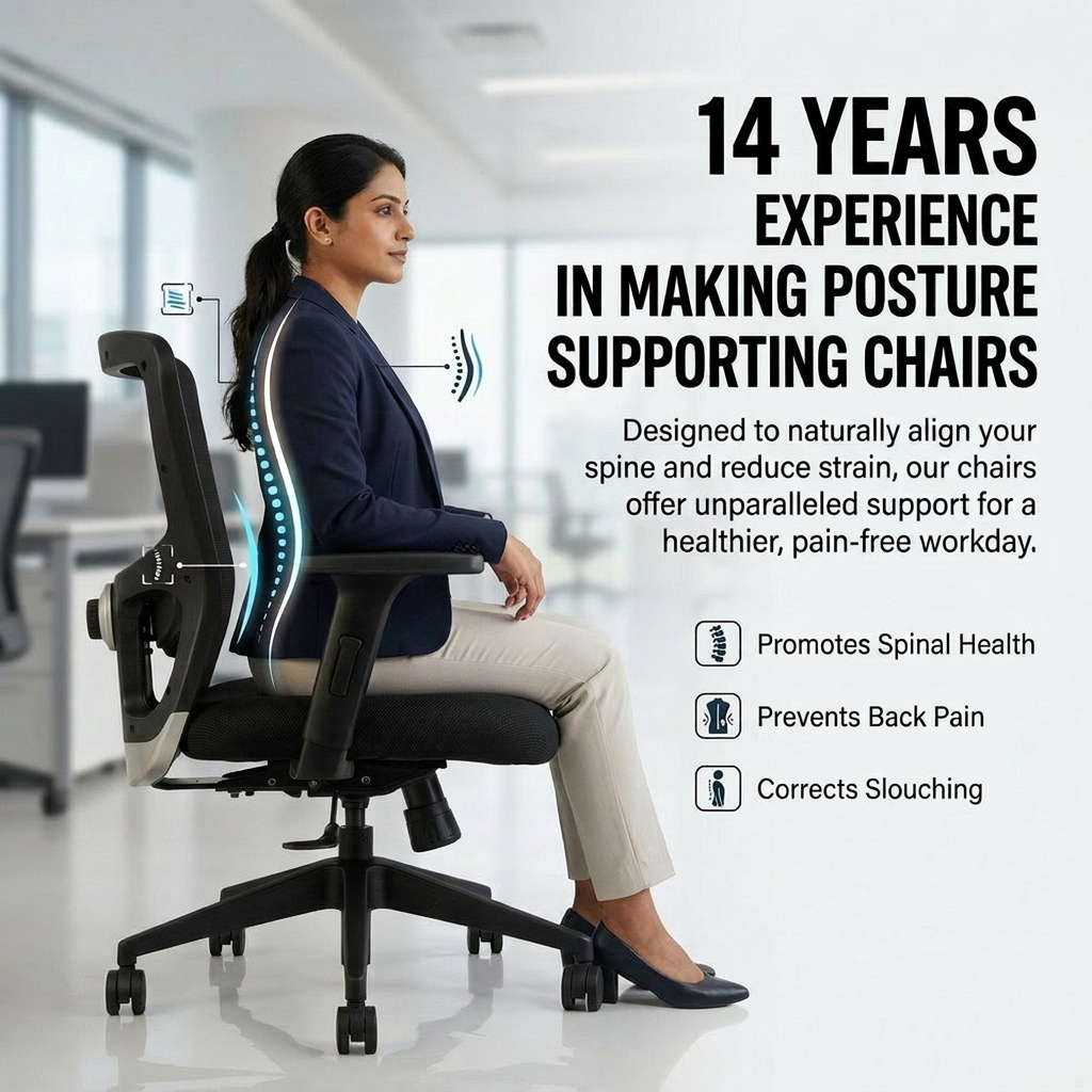 ErgoCore WFH Office Chair – Ergonomic Work From Home Mesh Chair with Lumbar Support, Black
