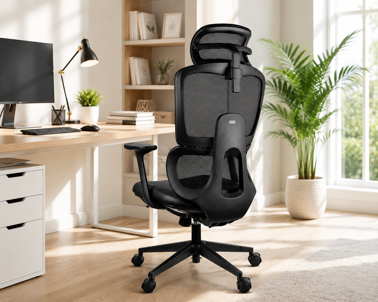 OrthoSpine M1 Ergonomic Office Chair – Adjustable Lumbar & Posture Support, Mesh Back, Black